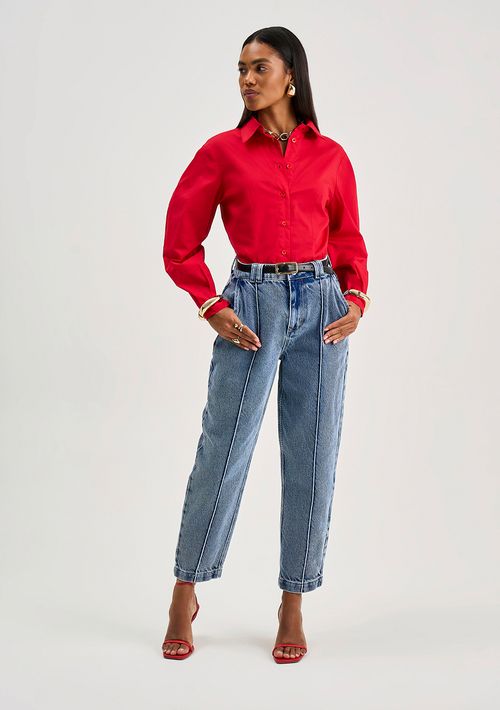 Calça Iódice Cenoura Alta Azul