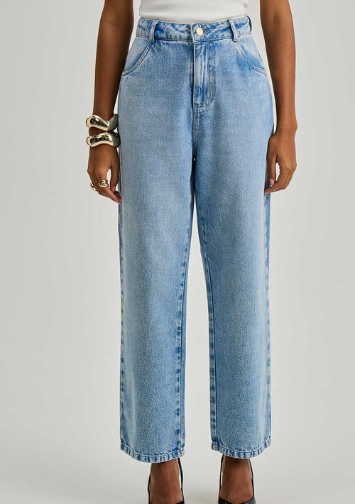 Calça Iódice Reta Alta Azul