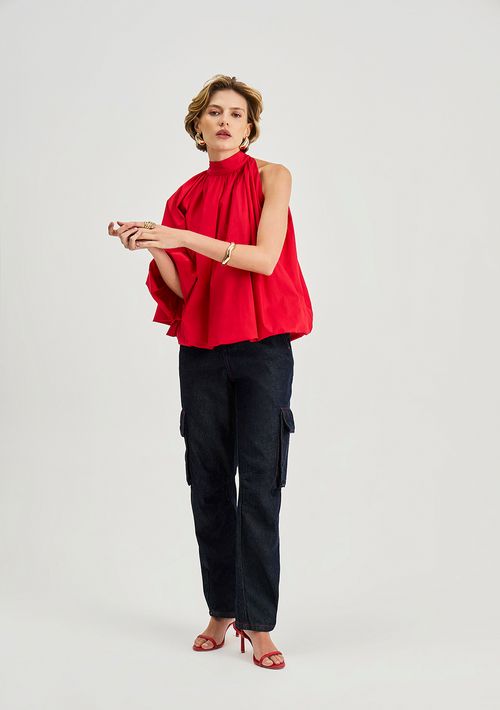 Calça Iódice Mom Alta Azul