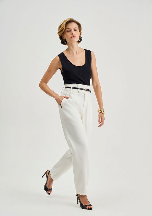 Calça Iódice Cenoura Alta Off White