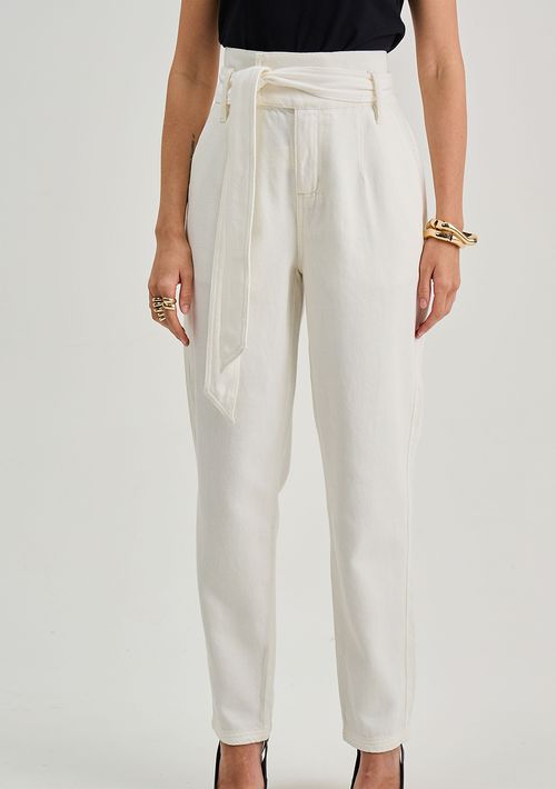 Calça Iódice Cenoura Alta Off White