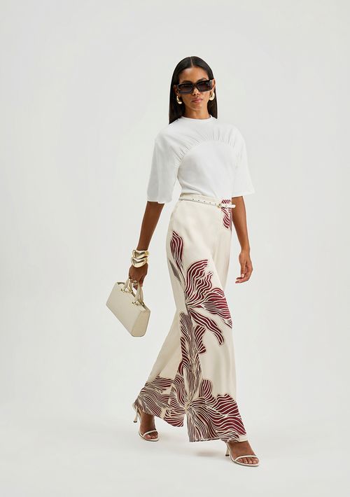 Camiseta Iódice Ajustada Decote Careca Manga Curta Padrão Off White