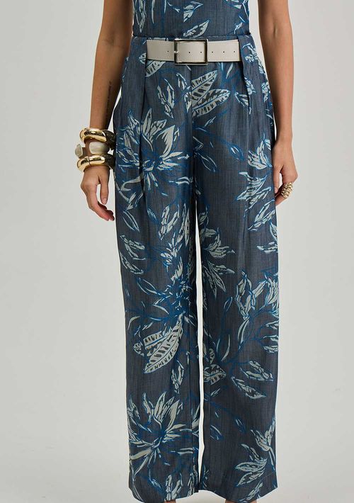 Calça Iódice Reta Alta Azul