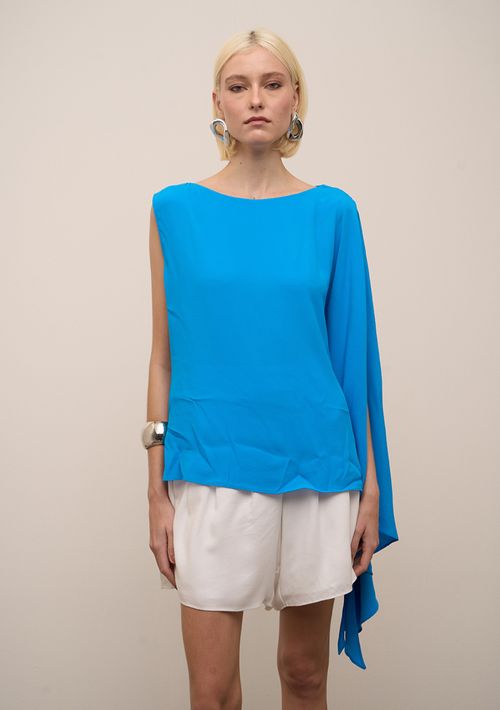 Regata Iódice Solta Decote Canoa Padrão Azul