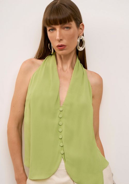 Regata Iódice Solta Decote V Padrão Verde