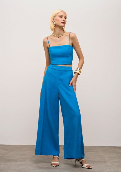 Calça Iódice Reta Alta Azul