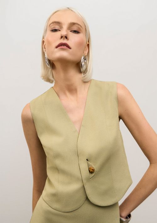 Colete Iódice Solto Sem Manga Padrão Verde