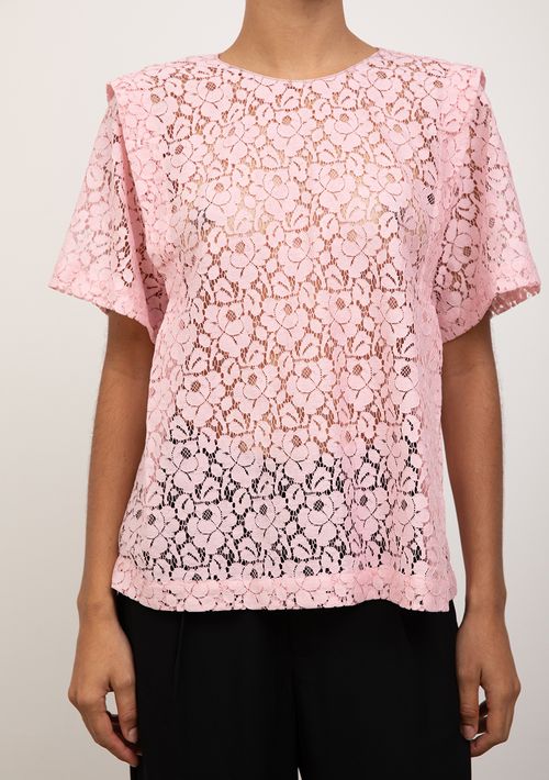 Camiseta Iódice Solta Decote Careca Manga Curta Alongada Rosa