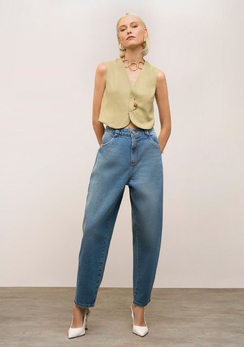 Calça Iódice Cenoura Alta Azul