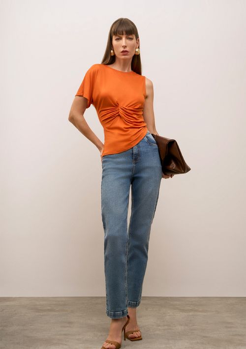 Calça Iódice Reta Alta Azul