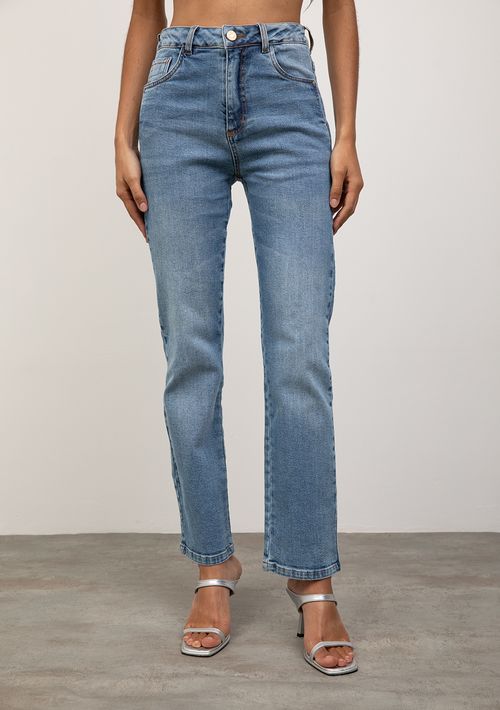 Calça Iódice Reta Alta Azul