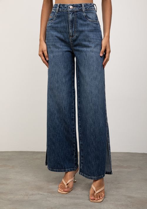 Calça Iódice Pantalona Alta Azul