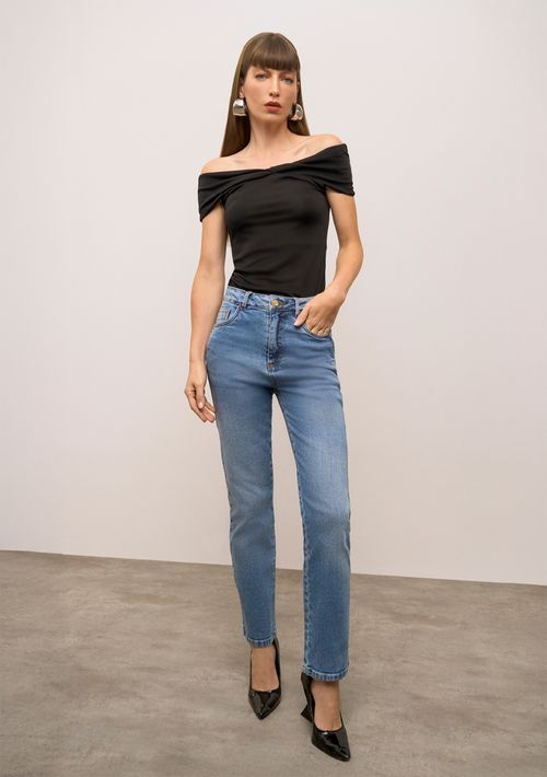 Calça Iódice Reta Alta Azul