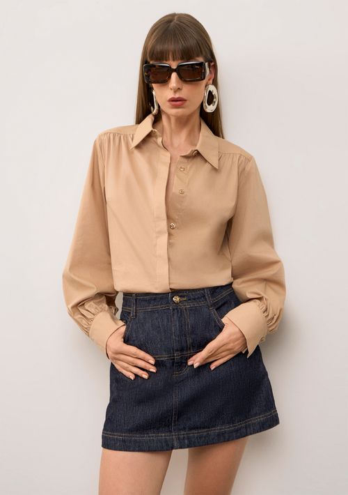 Saia Iódice Reta Alta Curta Azul