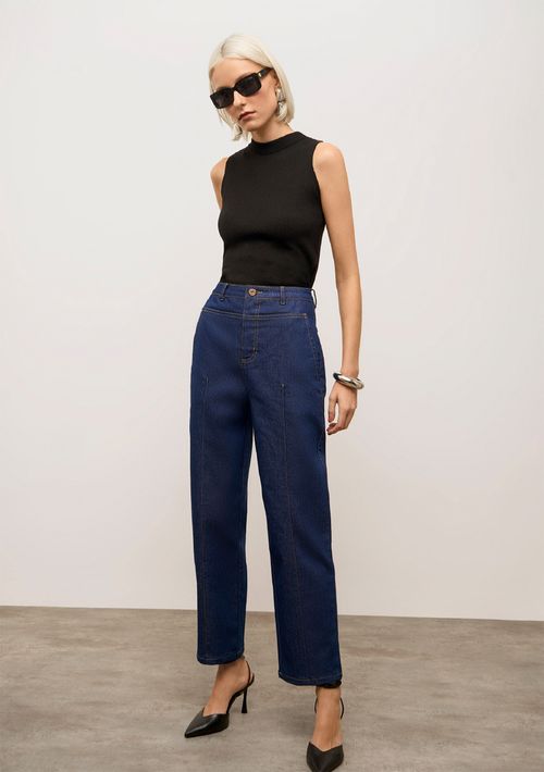 Calça Iódice Reta Alta Azul