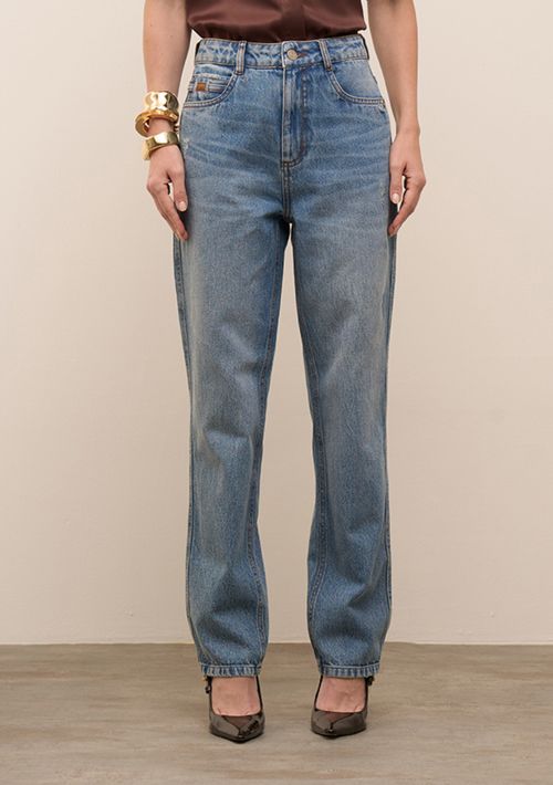 Calça Iódice Reta Alta Azul