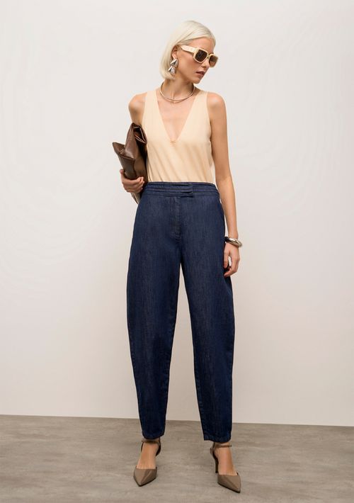 Calça Iódice Cenoura Alta Azul