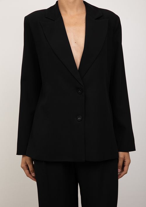 Blazer Iódice Solto Manga Longa Padrão Preto