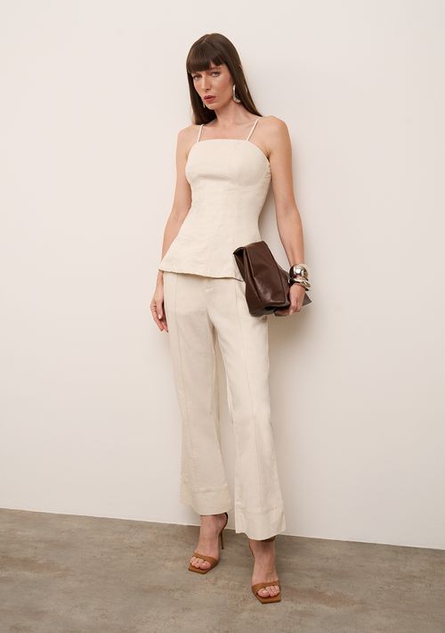 Calça Iódice Flare Alta Bege