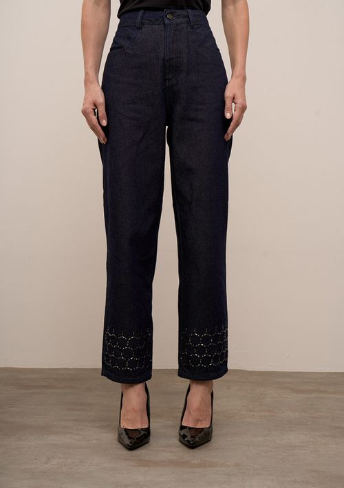 Calça Iódice Reta Alta Azul