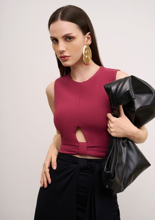Top Iódice Decote Careca Sem Alça Bordo