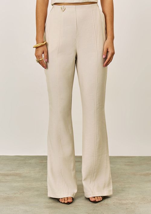 Calça Iódice Boot Cut Alta Bege