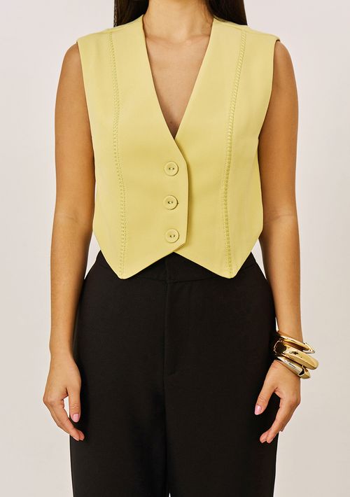 Colete Iódice Ajustado Sem Manga Cropped Amarelo
