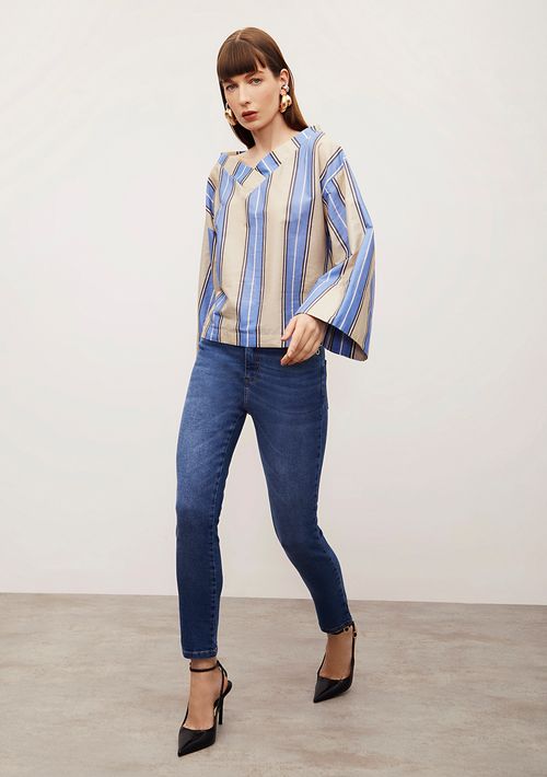 Calça Iódice Cigarrete Alta Azul