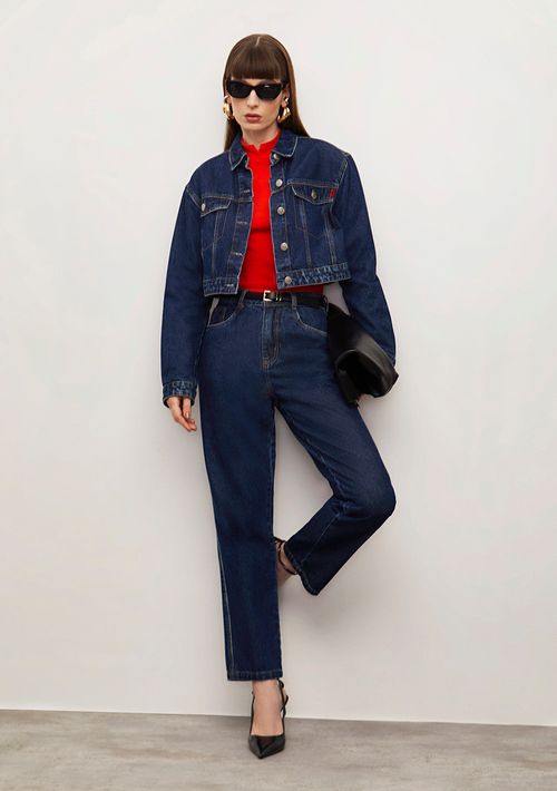 Calça Iódice Reta Alta Azul