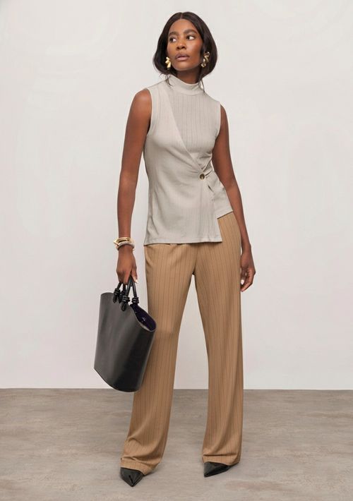 Calça Iódice Reta Alta Marrom