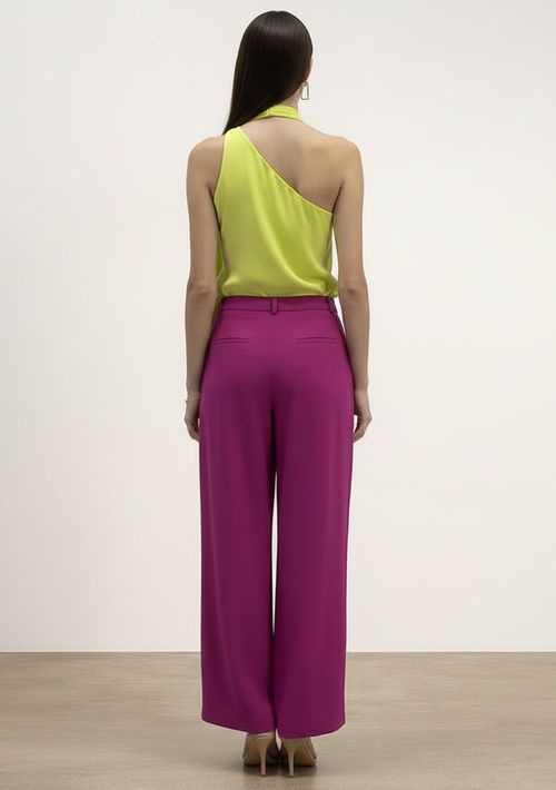 Regata Solta Um Ombro Só Padrão Amarelo