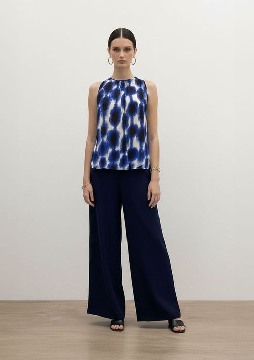 Regata Solta Decote Careca Padrão Azul