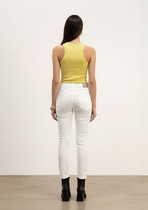 Regata Ajustada Decote Careca Padrão Amarelo