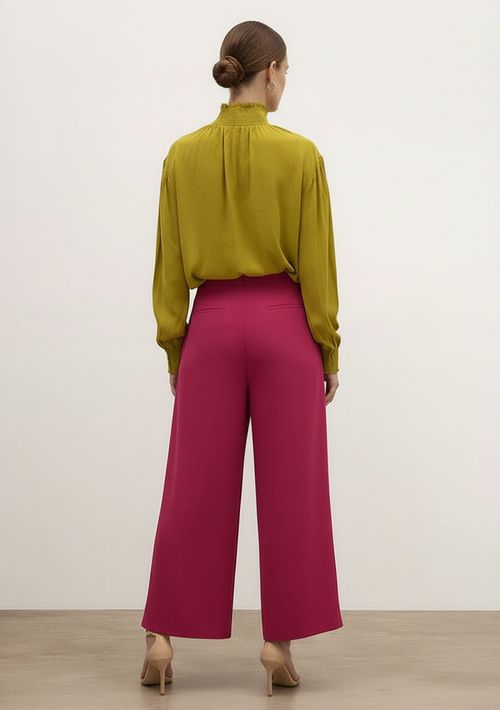 Blusa Solta Gola Alta Manga Longa Padrão Amarelo