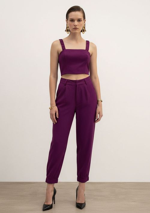 Top Decote Reto Alça Larga Roxo
