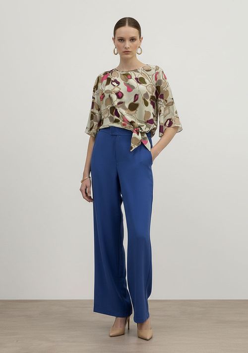 Blusa Solta Decote Careca Manga Curta Cropped Bege