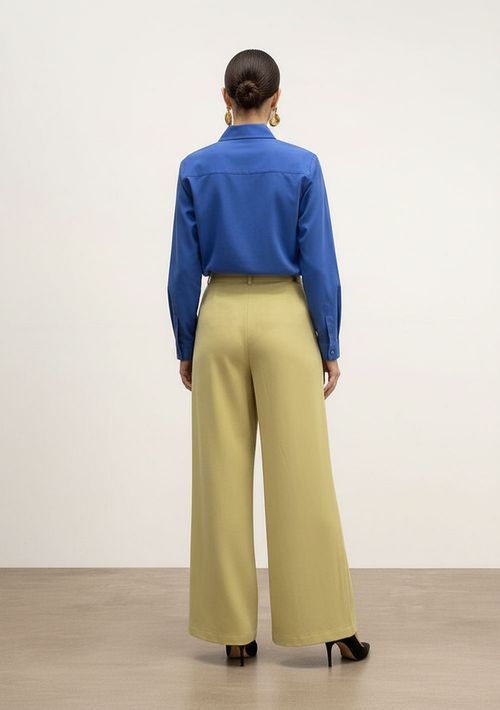 Calça Wide Alta Amarelo