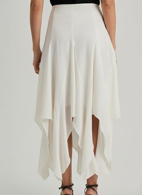 Saia Iódice Evasê Alta Midi Off White