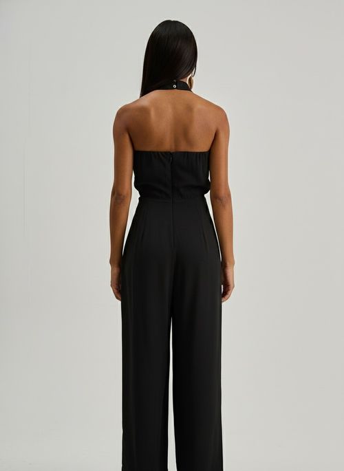 Macacão Iódice Ajustado Gola Alta Sem Manga Longo Preto