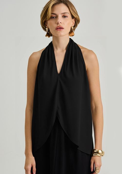 Regata Iódice Solta Decote V Alongada Preto