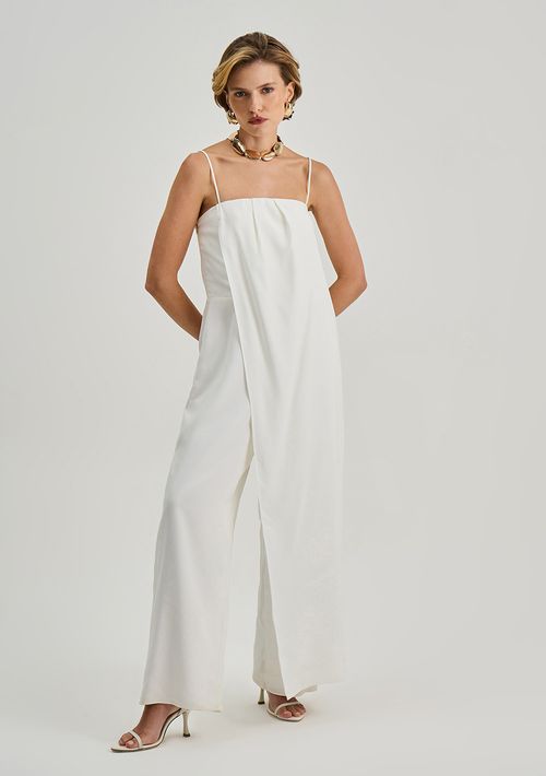 Macacão Iódice Ajustado Decote Costas Sem Manga Longo Off White