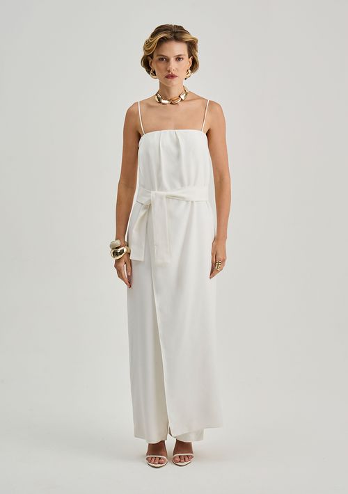 Macacão Iódice Ajustado Decote Costas Sem Manga Longo Off White