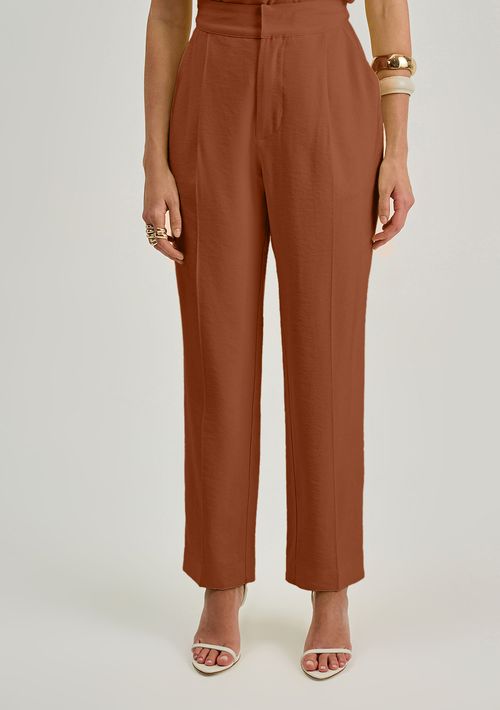 Calça Iódice Cigarrete Alta Marrom