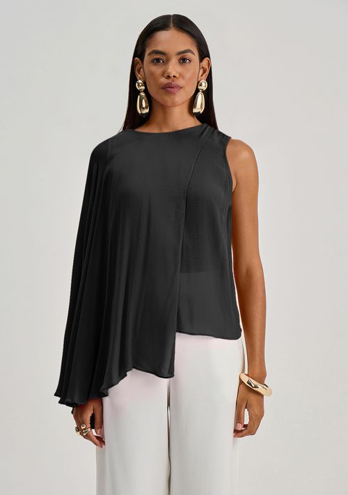 Regata Iódice Solta Decote Careca Padrão Preto