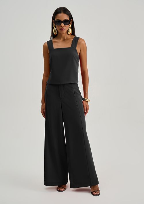 Regata Iódice Solta Decote Quadrado Cropped Preto