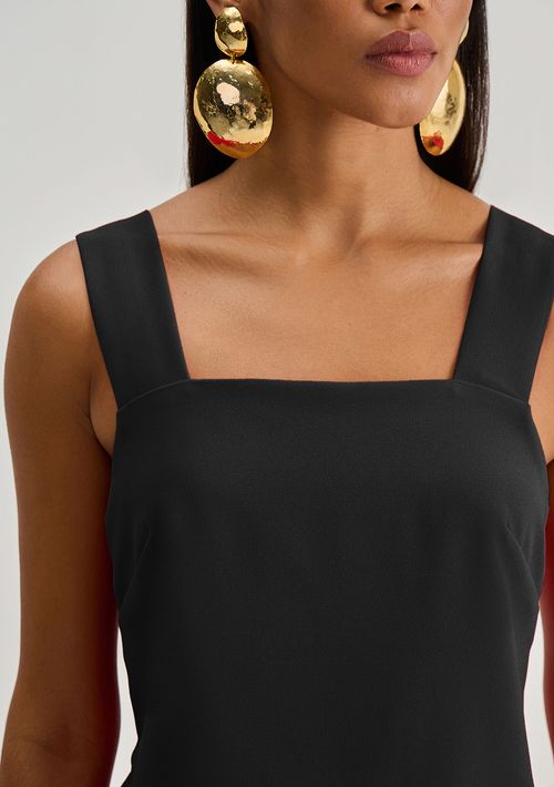 Regata Iódice Solta Decote Quadrado Cropped Preto