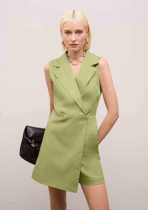 Macacão Iódice Ajustado Decote V Sem Manga Curto Verde