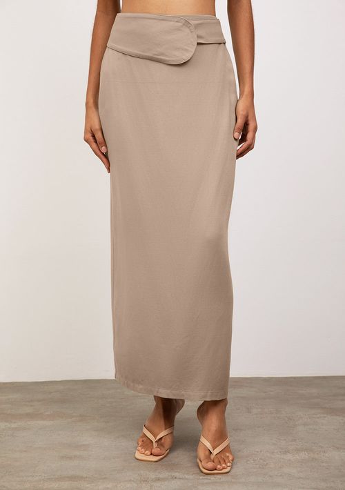 Saia Iódice Lápis Alta Longa Bege