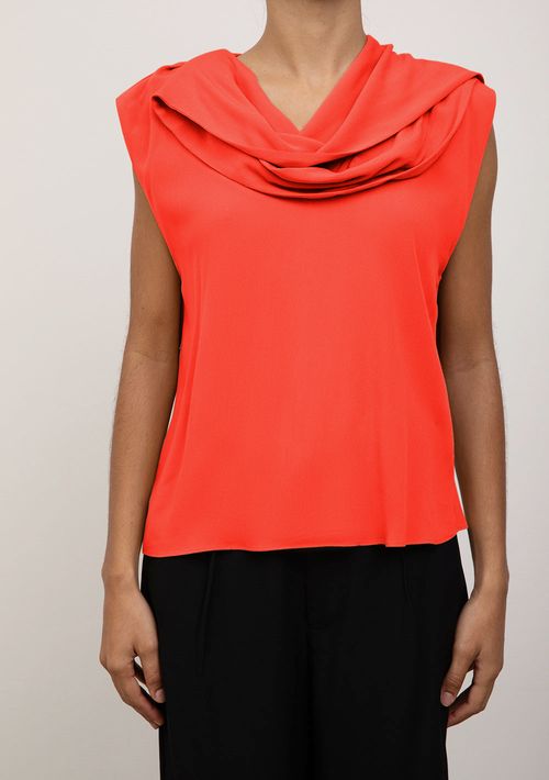 Blusa Iódice Solta Decote V Manga Curta Padrão Vermelho