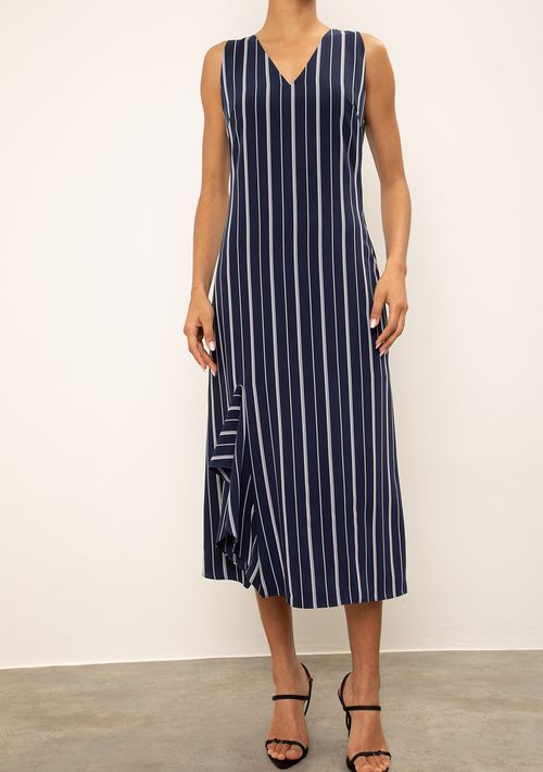 Vestido Iódice Ajustado Decote V Com Alça Midi Azul